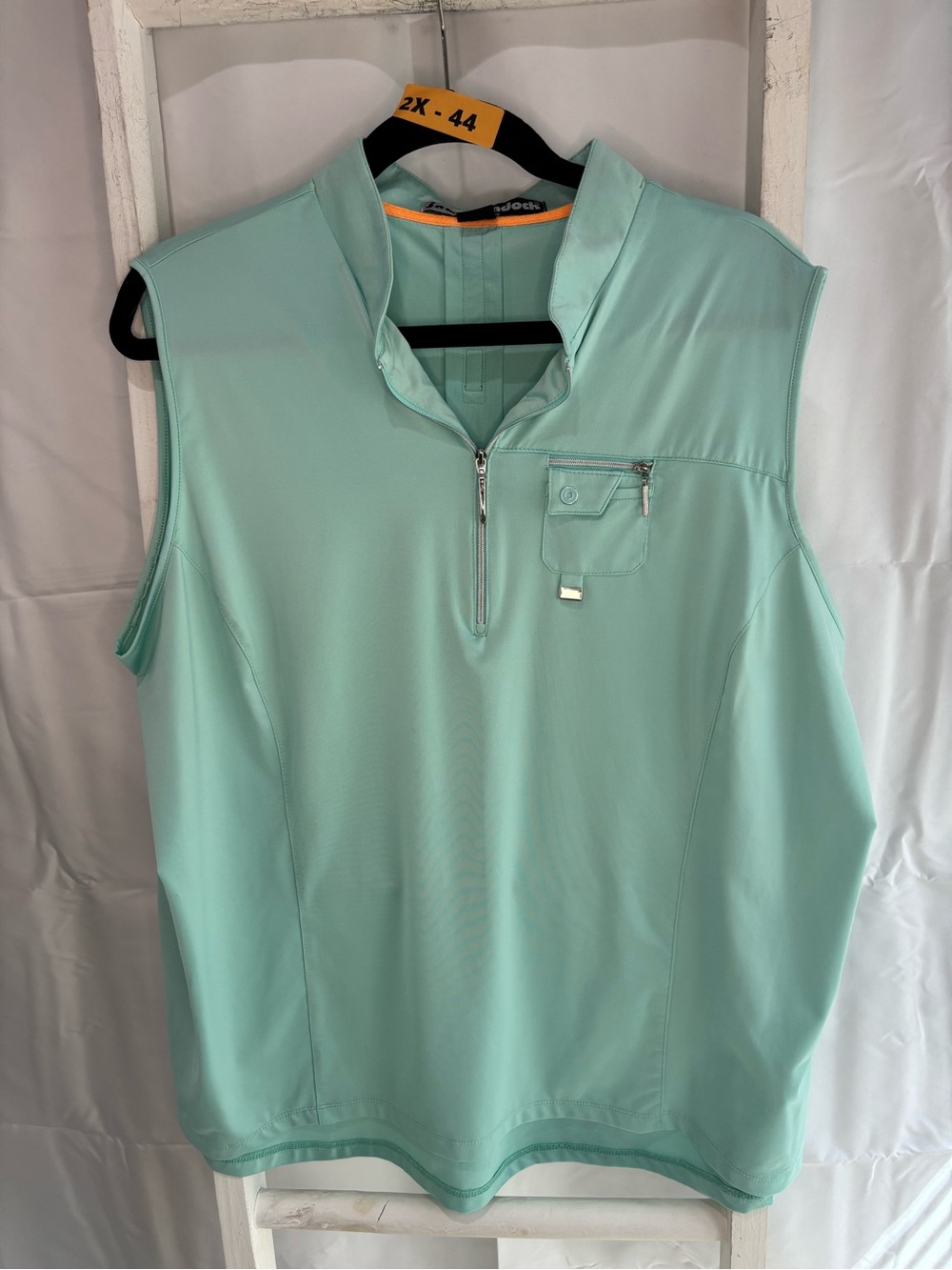 jamie sadock Mint Green Zip-Pocket Sleeveless Golf Tank